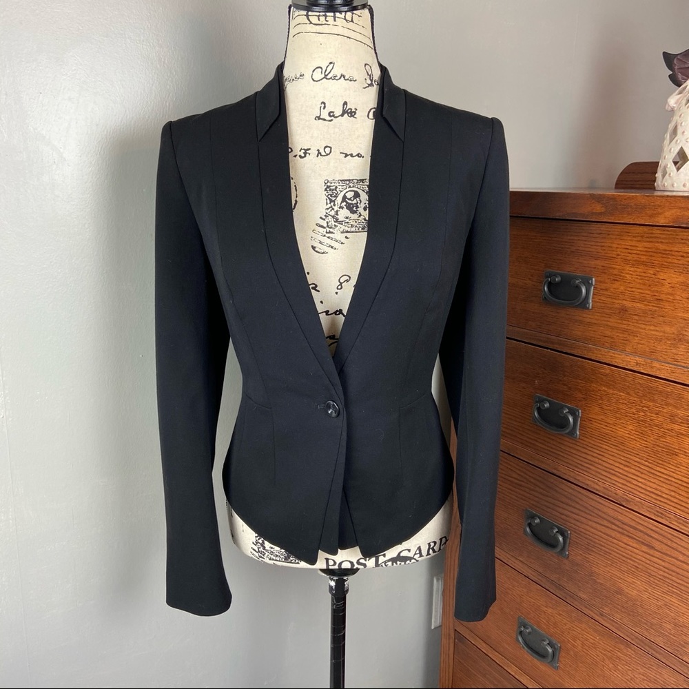White House Black Market Black Tailored One-Button Blazer